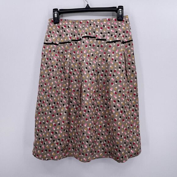 J Peterman Sz 2 Silver Satin Short A Line Skirt Multicolor Polka Dot Lined - Picture 1 of 11